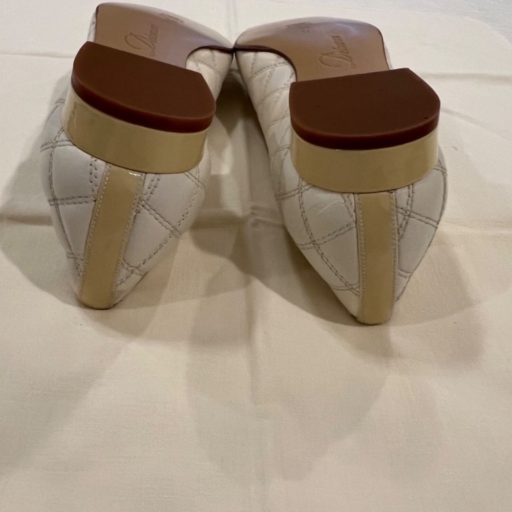 Delman Bergdorf Goodman Cream Phoenix-GN Glove Nappa Quilted Shoes--Size 10 M - Picture 8 of 16